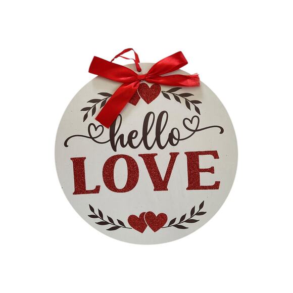 Hello Love Valentine Wreath Kit | Red Sign & Ribbon Craft Bundle for DIY Decor - Picture 2 of 6